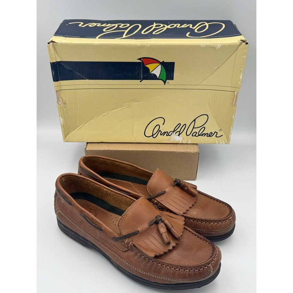 Vtg Arnold Palmer Tamarak Men's‎ 9W Brown Leather Tassel Loafers Old Money Prep